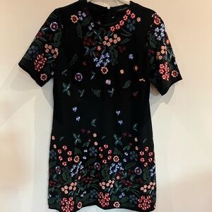 Zara Black Dress with Colorful Embroidery